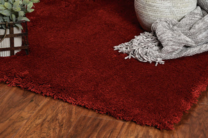 8' Red Round Indoor Shag Rug