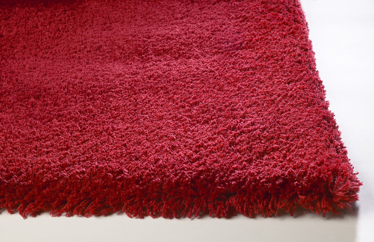 8' Red Round Indoor Shag Rug