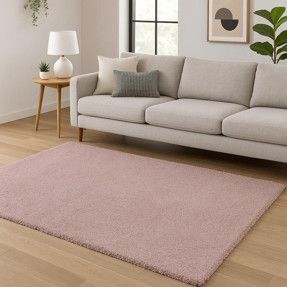 6' Pink Shag Hand Woven Round Rug