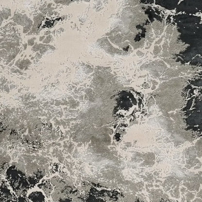 5' X 8' Silver And Black Abstract Area Rug