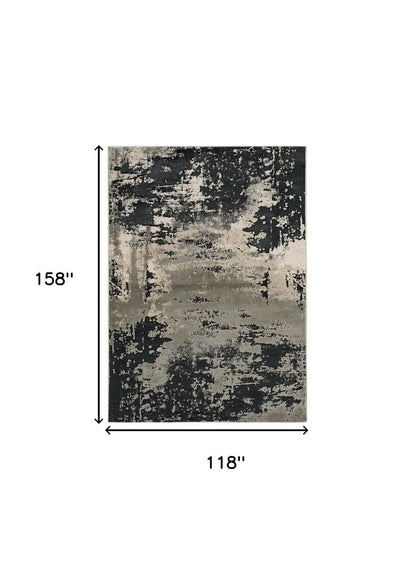 7' X 10' Black And Silver Abstract Area Rug