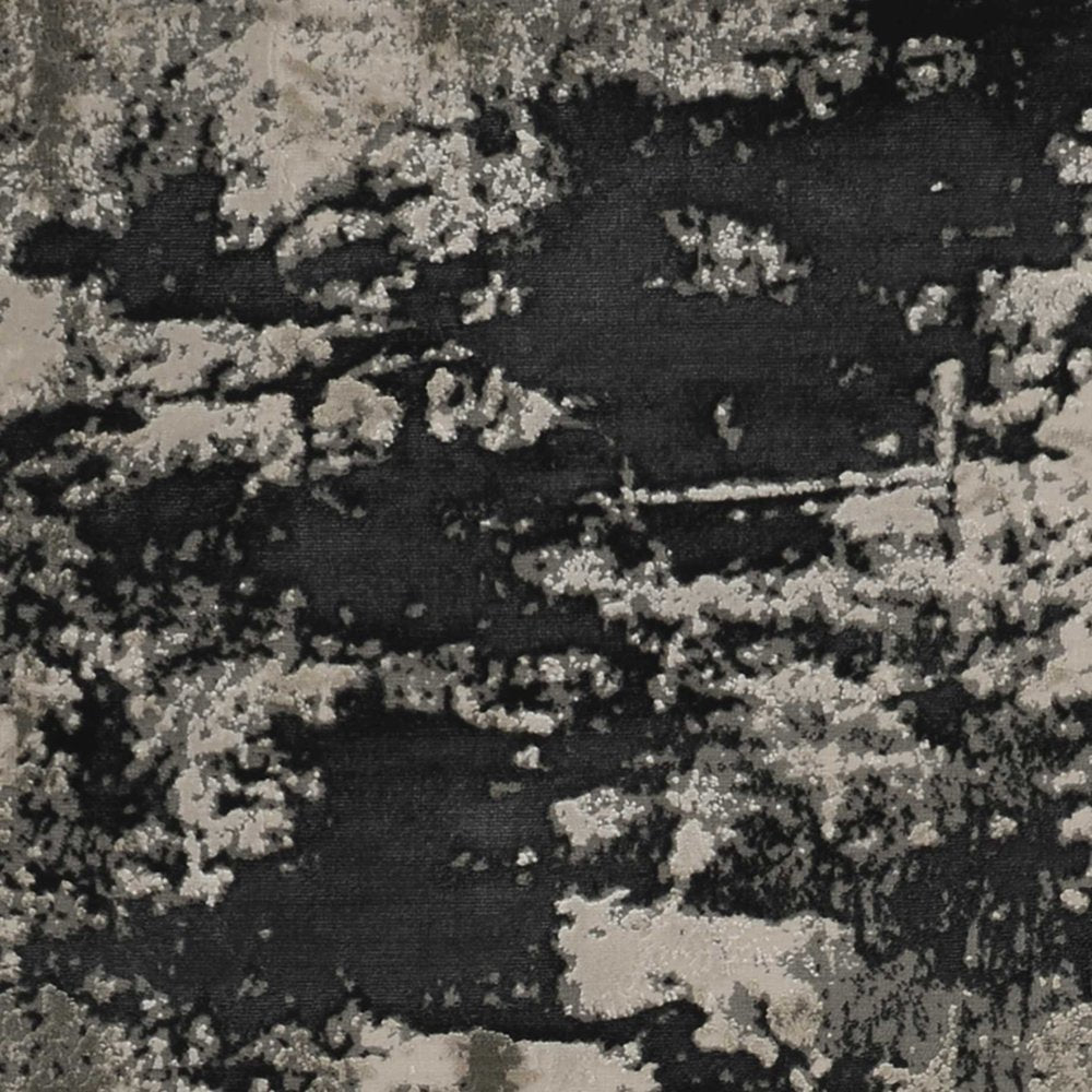 7' X 10' Black And Silver Abstract Area Rug