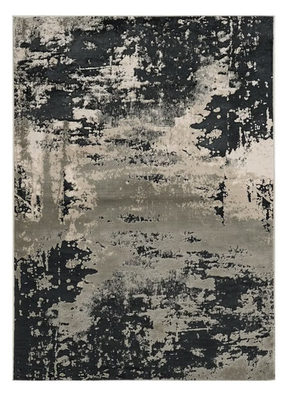 5' X 8' Silver Charcoal Abstract Design Indoor Area Rug