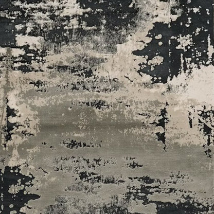 7' X 10' Black And Silver Abstract Area Rug