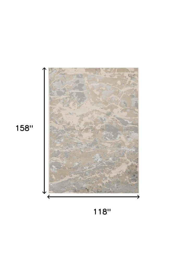 9' X 13' Sand Gray And Beige Abstract Area Rug