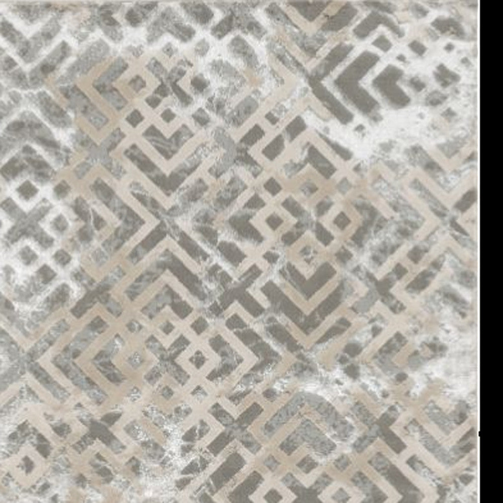 5' X 8' Sand Silver Geometric Maze Pattern Indoor Area Rug