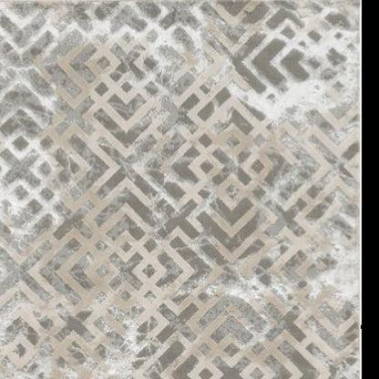 5' X 8' Sand And Light Blue Geometric Area Rug