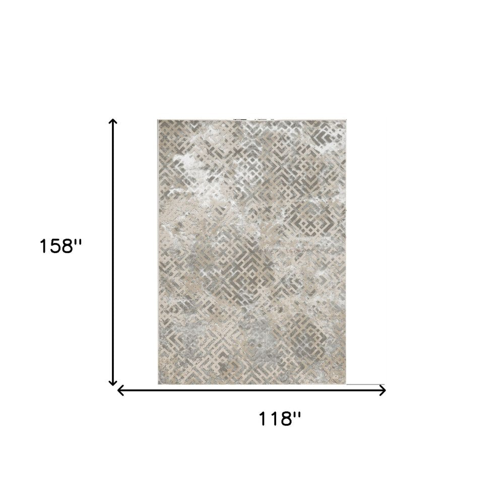 5' X 8' Sand And Light Blue Geometric Area Rug