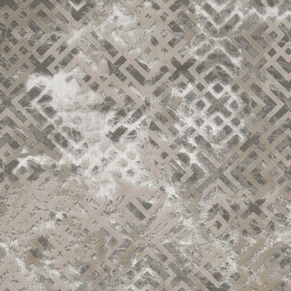 5' X 8' Sand Silver Geometric Maze Pattern Indoor Area Rug