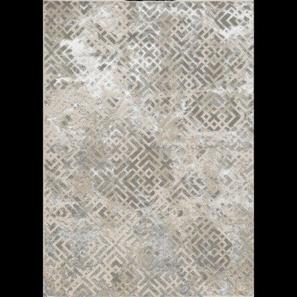5' X 8' Sand And Light Blue Geometric Area Rug