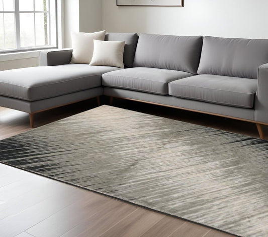 8' X 11' Silver And Gray Abstract Area Rug