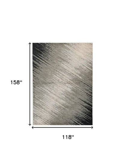 8' X 11' Silver And Gray Abstract Area Rug