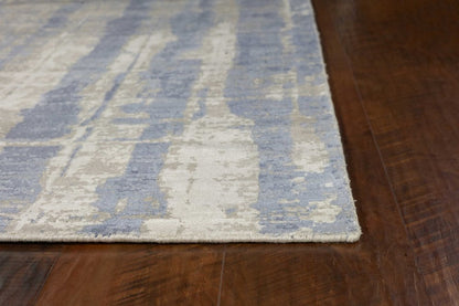 8' X 11' Gray And Ivory Abstract Hand Loomed Area Rug