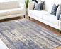 5' X 7' Grey Blue Hand Loomed Abstract Brushstroke Indoor Area Rug