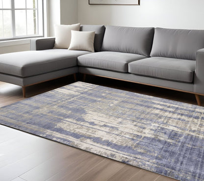 5' X 7' Gray And Ivory Abstract Hand Loomed Area Rug