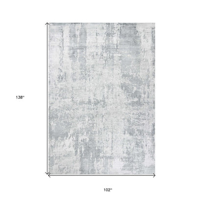 8' X 10' Dark Gray And Light Gray Abstract Hand Loomed Area Rug