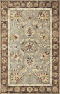 9' X 13' Gray Brown And Ivory New Zealand Lambs Wool Floral Medallion Hand Tufted Area Rug