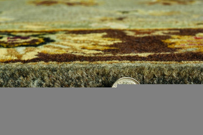 8' X 11' Gray Brown And Ivory New Zealand Lambs Wool Floral Medallion Hand Tufted Area Rug