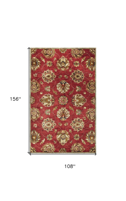 8' X 10' 6 Wool Red Area Rug