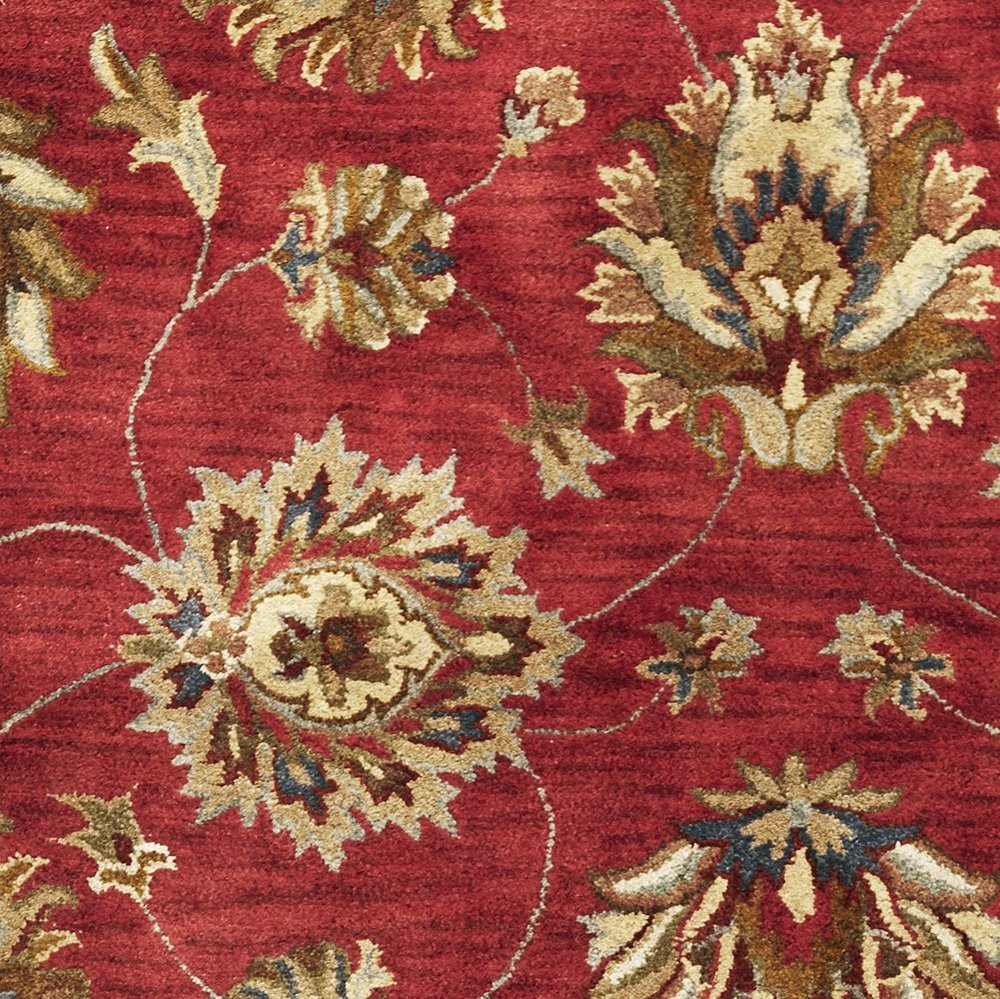 5' X 8' Sienna Gold And Green New Zealand Lambs Wool Floral Vines Hand Tufted Area Rug