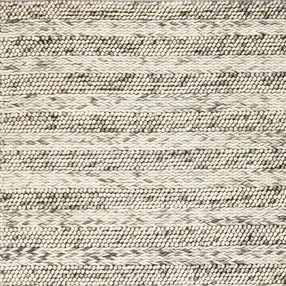 5' X 7' Gray And Ivory Wool Striped Hand Woven Area Rug