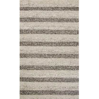 8' X 10' Grey White Hand Woven Knobby Stripes Indoor Area Rug