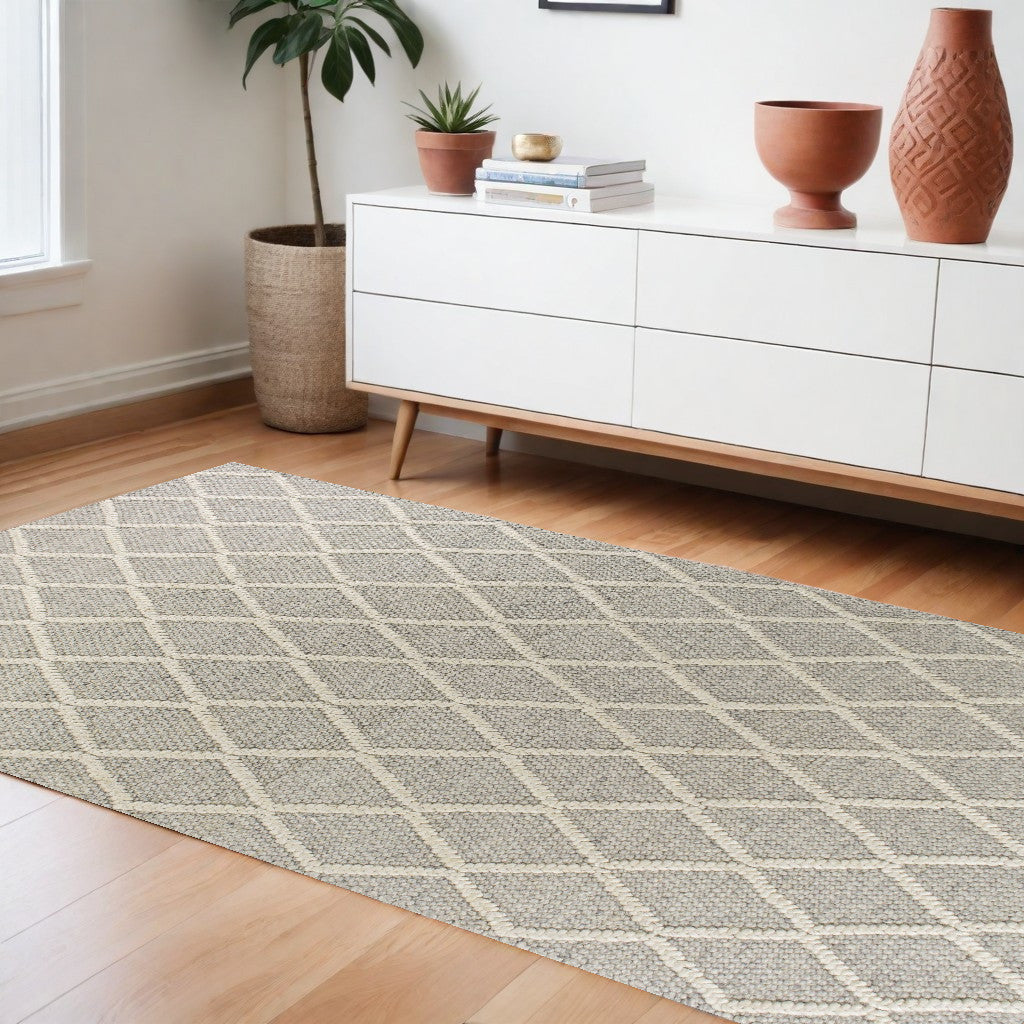 5' X 7'  Wool Grey Area Rug