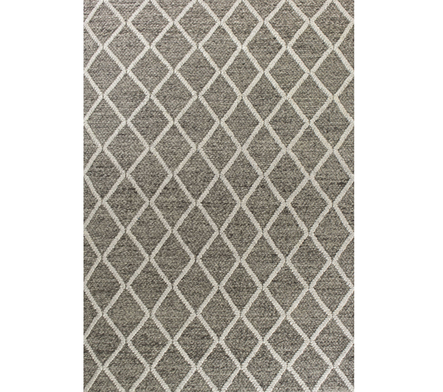 5' X 7' Dark Gray and Ivory Wool Diamond Hand Woven Berber Area Rug