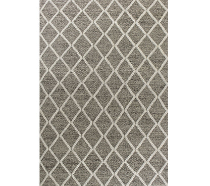 5' X 7' Dark Gray and Ivory Wool Diamond Hand Woven Berber Area Rug