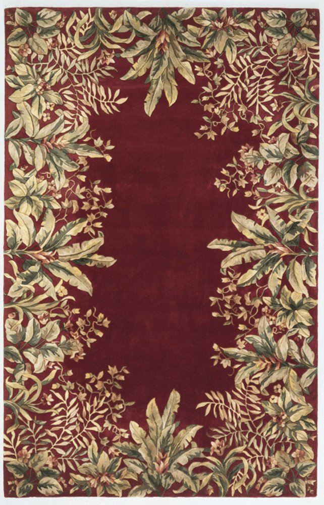 9' X 13' Red Brown And Ivory Wool Floral Hand Tufted Area Rug