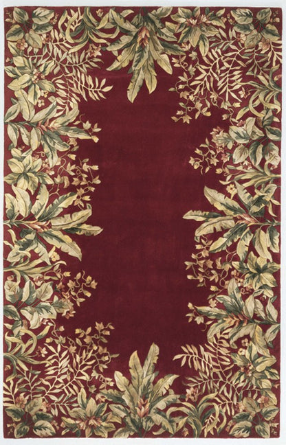 9' X 13' Red Brown And Ivory Wool Floral Hand Tufted Area Rug