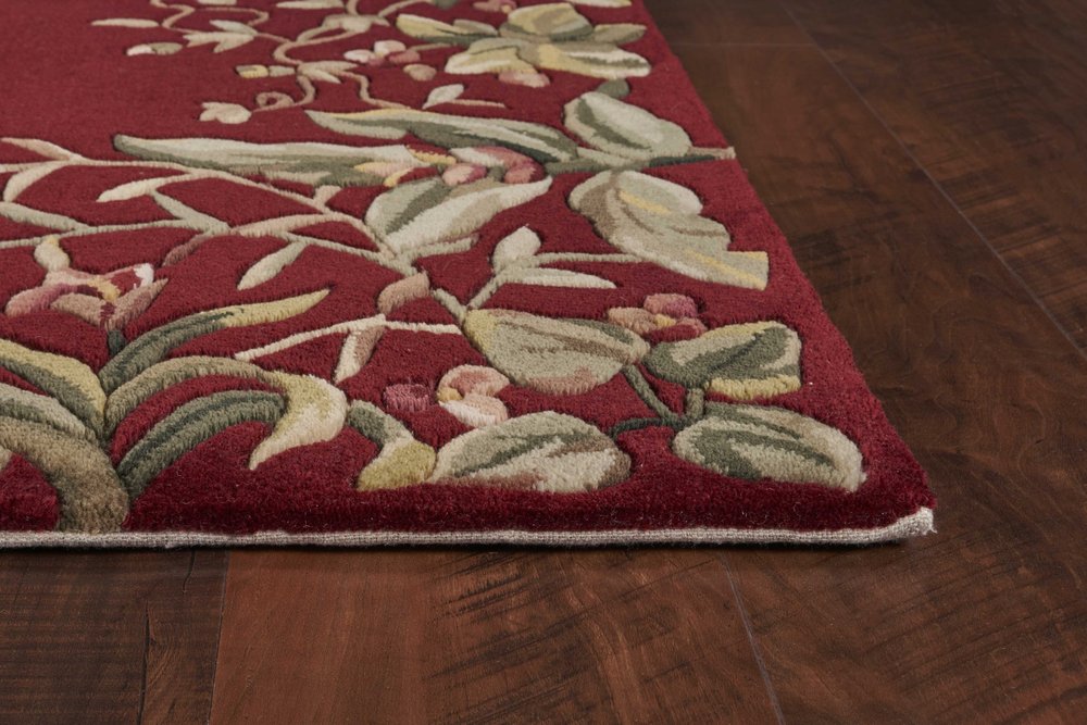 9' X 13' Red Brown And Ivory Wool Floral Hand Tufted Area Rug
