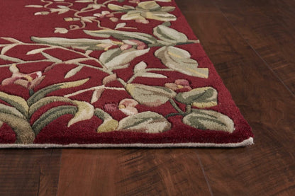 9' X 13' Red Brown And Ivory Wool Floral Hand Tufted Area Rug