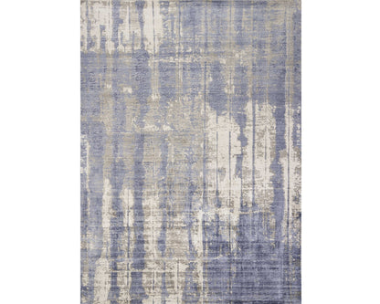 5' X 7' Grey Blue Hand Loomed Abstract Brushstroke Indoor Area Rug