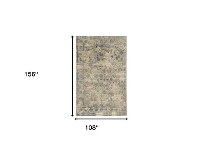 5' X 7' Beige And Blue Floral Medallion Hand Loomed Area Rug