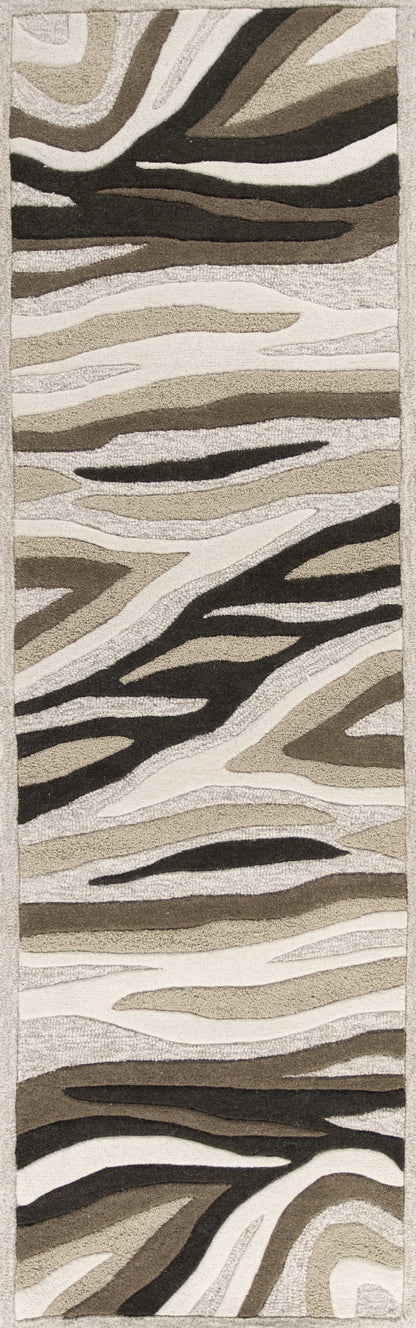 3' X 5' Beige Wool Abstract Hand Tufted Area Rug