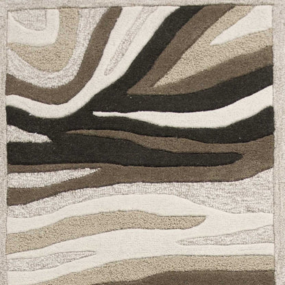 3' X 5' Beige Ivory And Black Wool Abstract Hand Tufted Area Rug