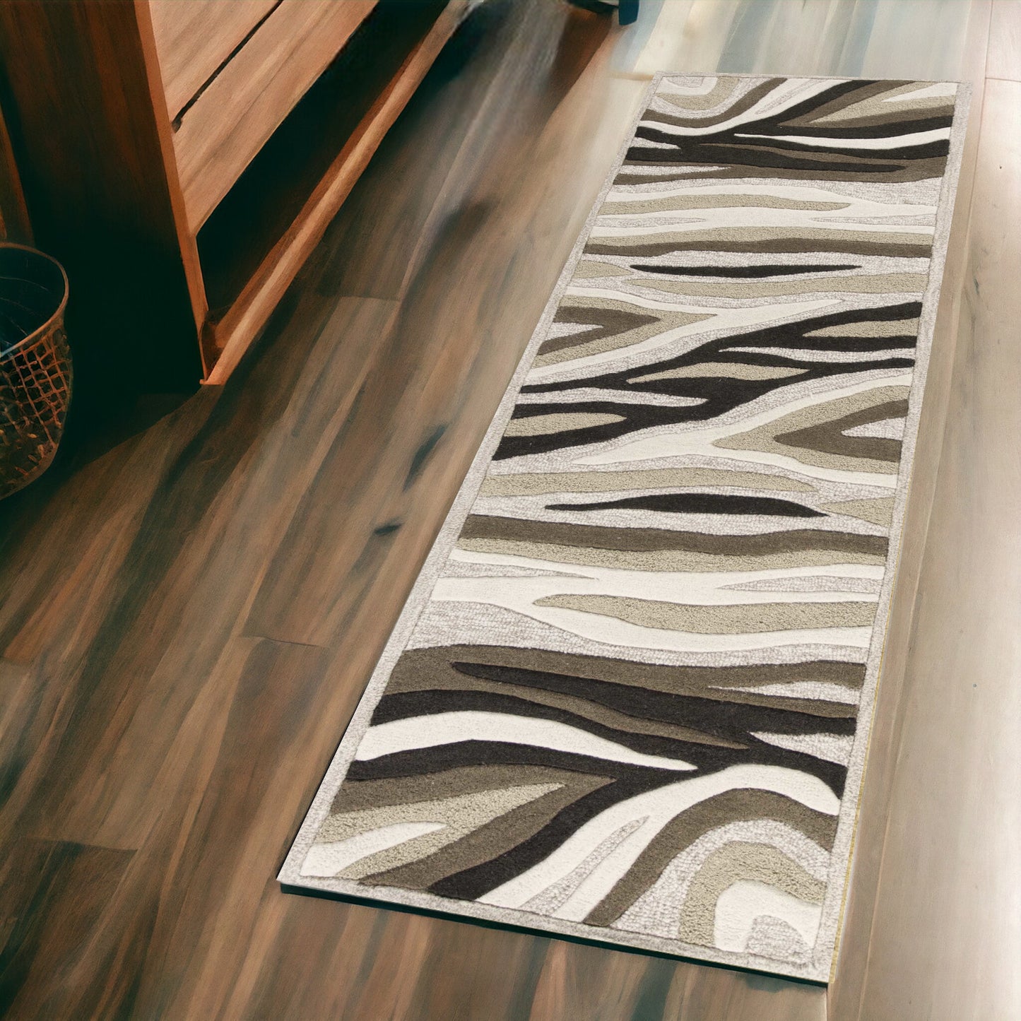 3' X 5' Beige Wool Abstract Hand Tufted Area Rug