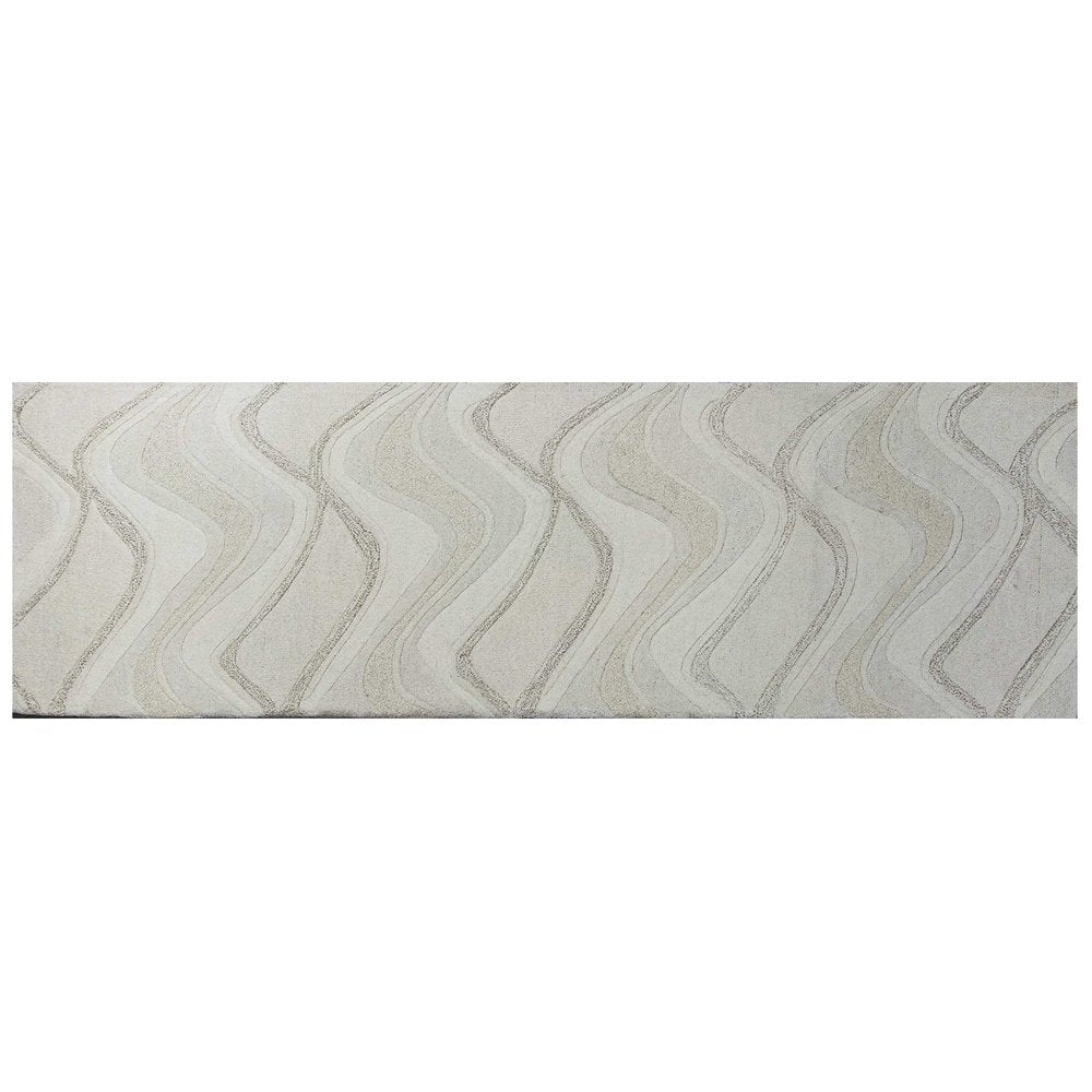 8' X 10' Ivory And Gray Wool Abstract Hand Tufted Area Rug