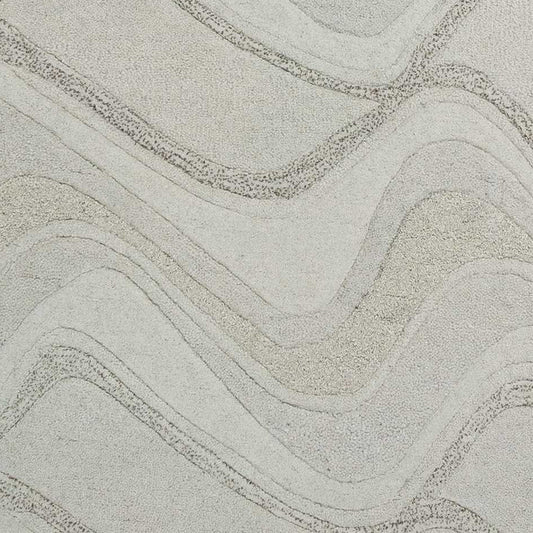 5' X 8' Ivory Hand Tufted Abstract Waves Indoor Area Rug