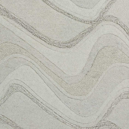 5' X 8' Ivory Hand Tufted Abstract Waves Indoor Area Rug