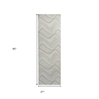 8' X 10' Ivory And Gray Wool Abstract Hand Tufted Area Rug