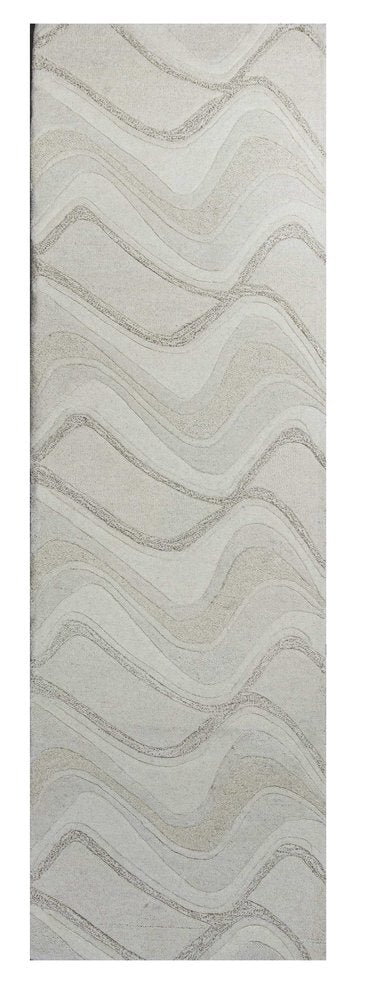 8' X 10' Ivory And Gray Wool Abstract Hand Tufted Area Rug