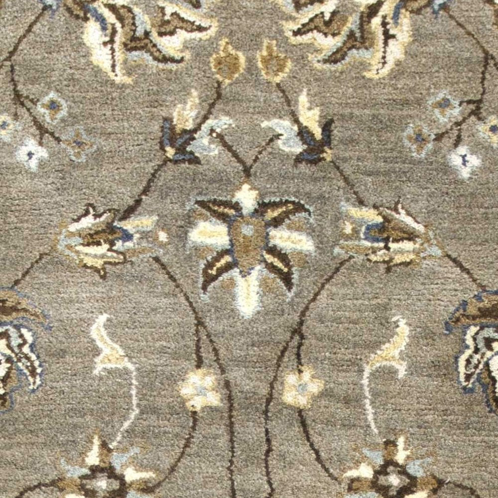 5' X 8' Gray Ivory And Brown Wool Floral Hand Tufted Area Rug