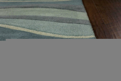 3' X 5' Blue Gray And Ivory Wool Abstract Hand Tufted Area Rug