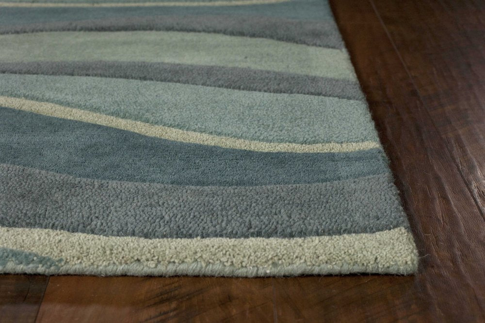 8' X 10' Blue Gray And Ivory Wool Hand Tufted Area Rug