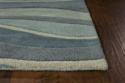 8' X 10' Blue Gray And Ivory Wool Hand Tufted Area Rug