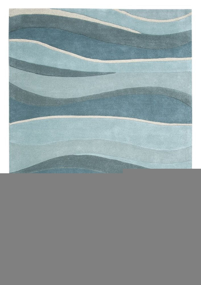 3' X 5' Blue Gray And Ivory Wool Abstract Hand Tufted Area Rug