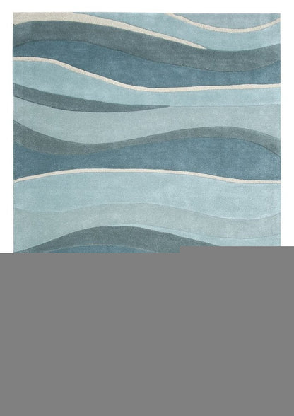3' X 5' Blue Gray And Ivory Wool Abstract Hand Tufted Area Rug