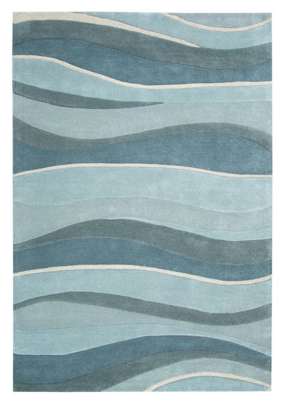 3' X 5' Blue Gray And Ivory Wool Abstract Hand Tufted Area Rug